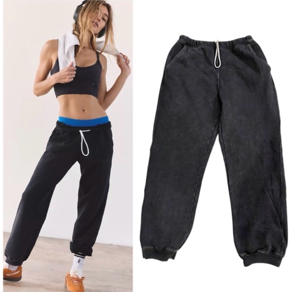 Free People Movement For The Win Joggers Black Acid Wash